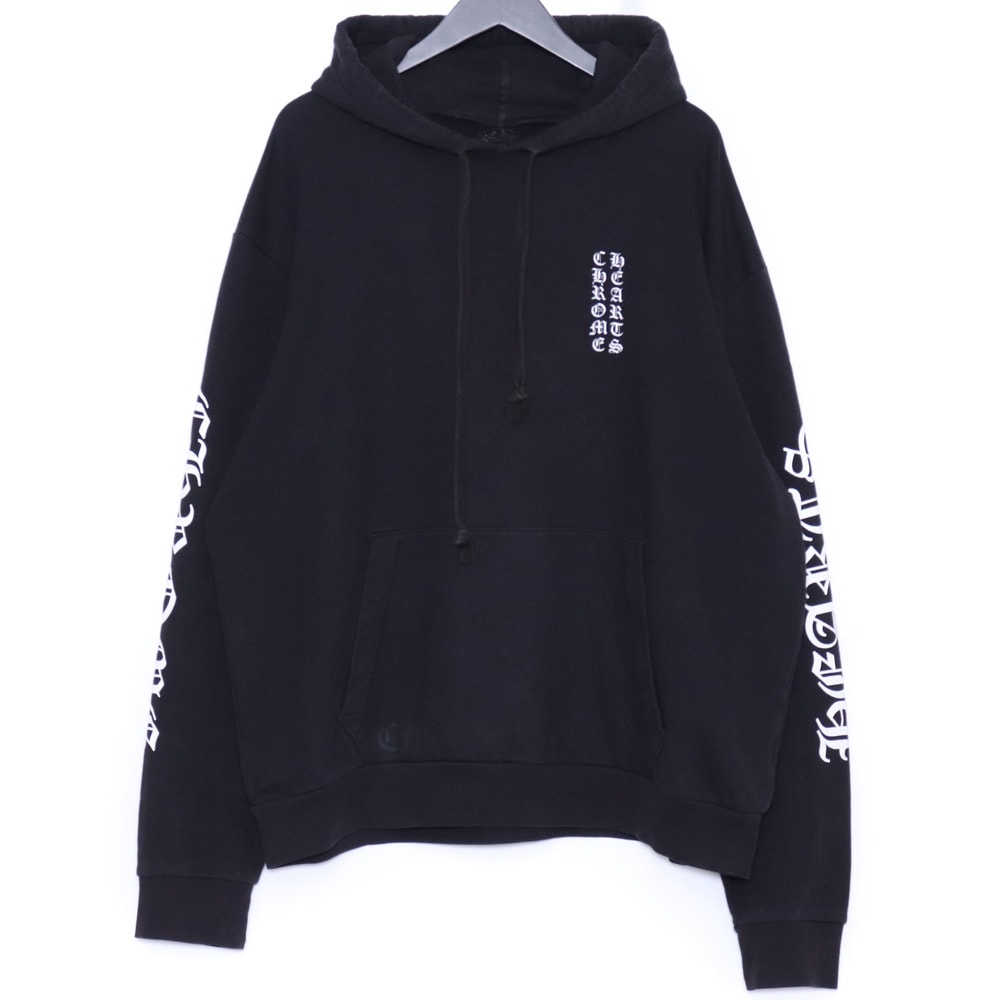 Chrome Hearts Vertical Logo Pullover Hoodie "Black/White"