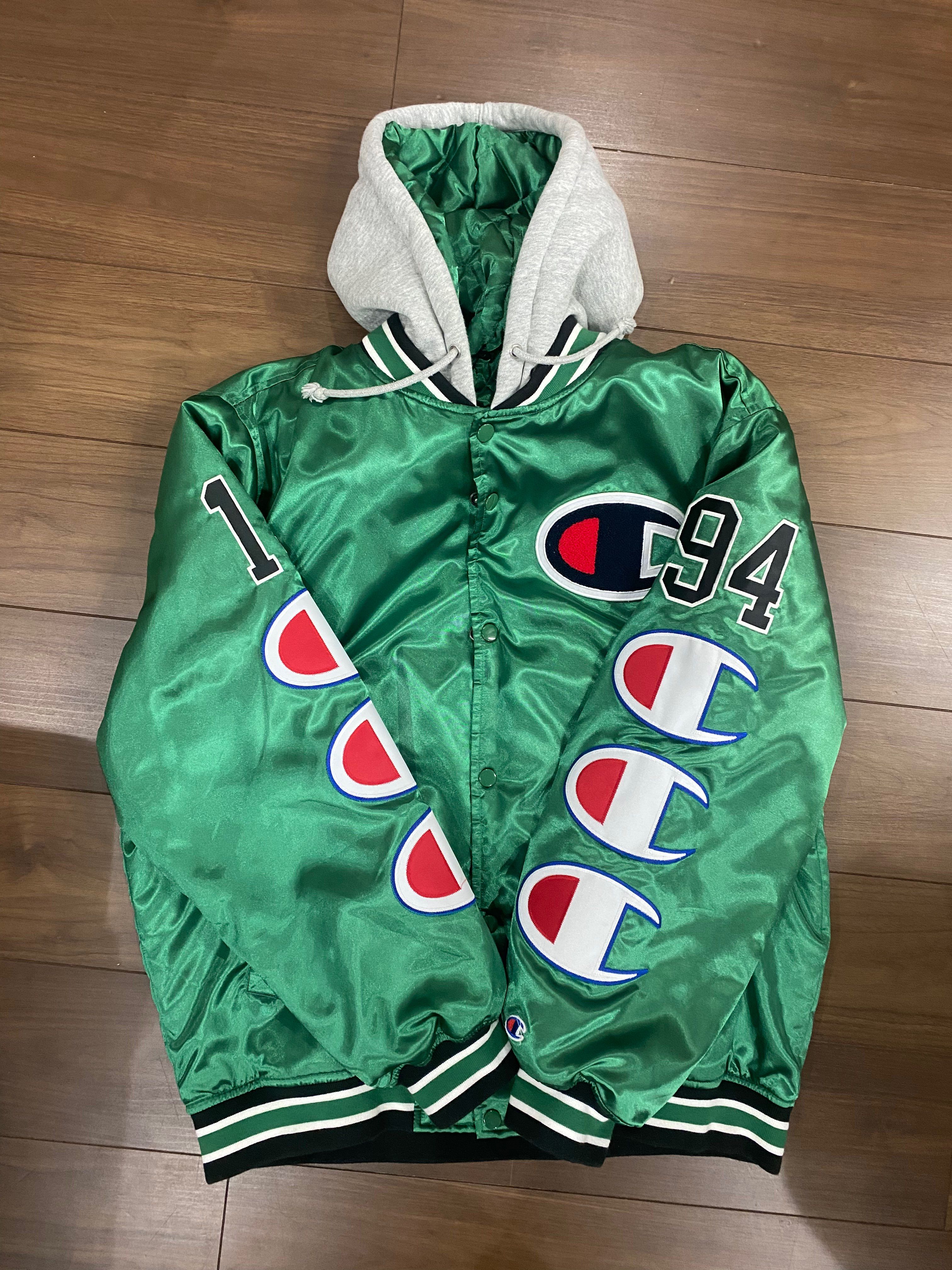 Supreme / Champion® Hooded Satin Varsity Jacket "Green"