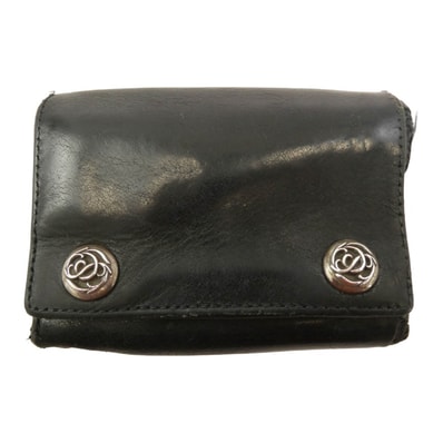 Chrome Hearts 3 Fold Floral Button Leather Wallet "Black"