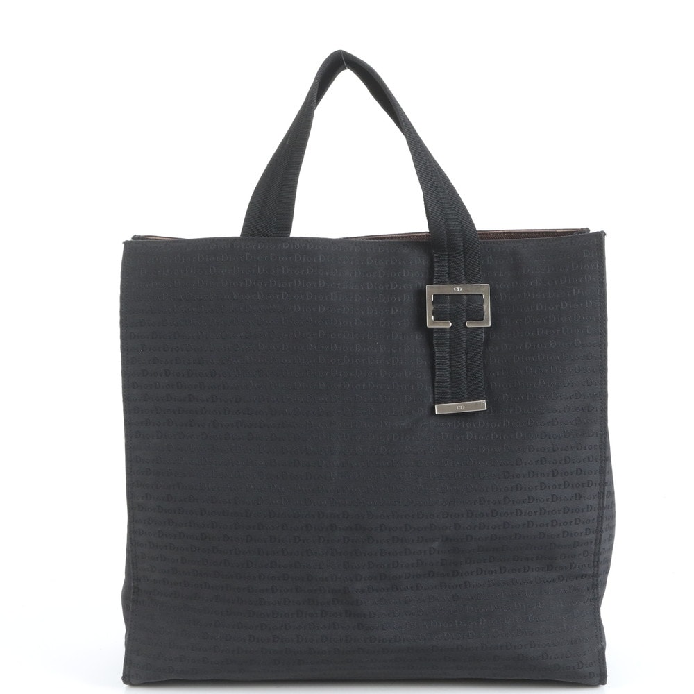 ■美品 クリスチャンディオール ロゴトート バッグ レザー×ナイロン