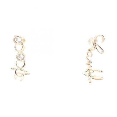 シャネル CHANEL ココマーク ロゴ ピアス ジュエリー GP(ゴールドメッキ) ラインストーン レディース ゴールド系 / クリア系 【中古】