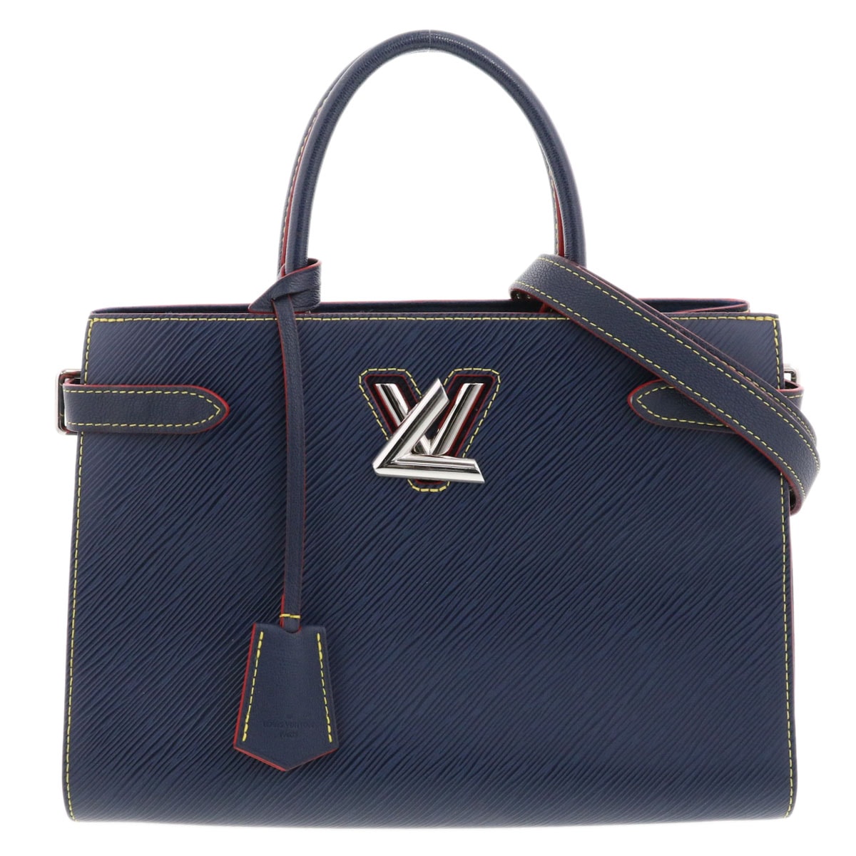 LOUIS VUITTON ルイ・ヴィトン ツイストトート トートバッグ M54980 エピレザー ネイビー レッド シルバー  レディース【中古】