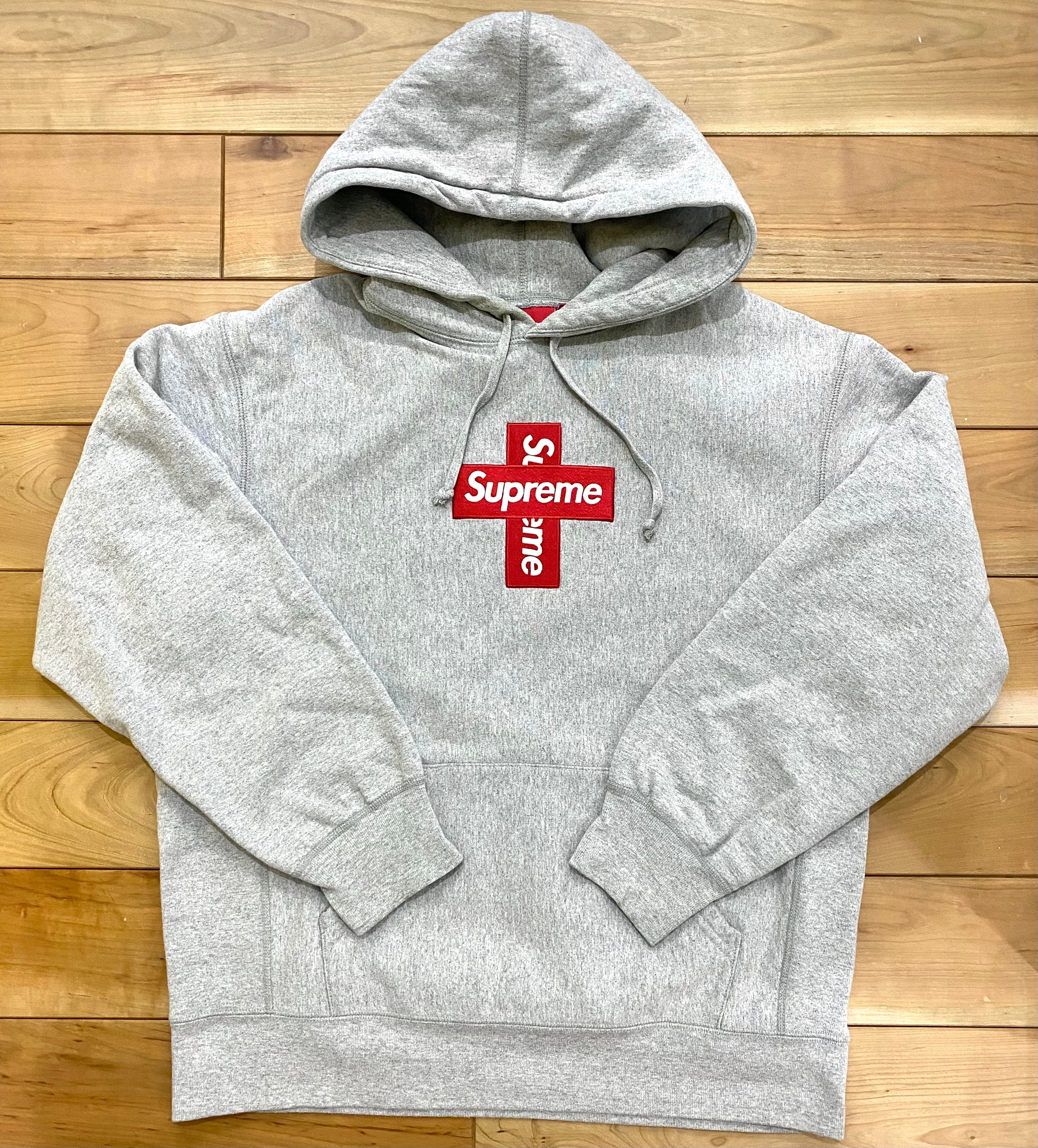 Supreme Cross Box Logo Hooded Sweatshirt "Grey"