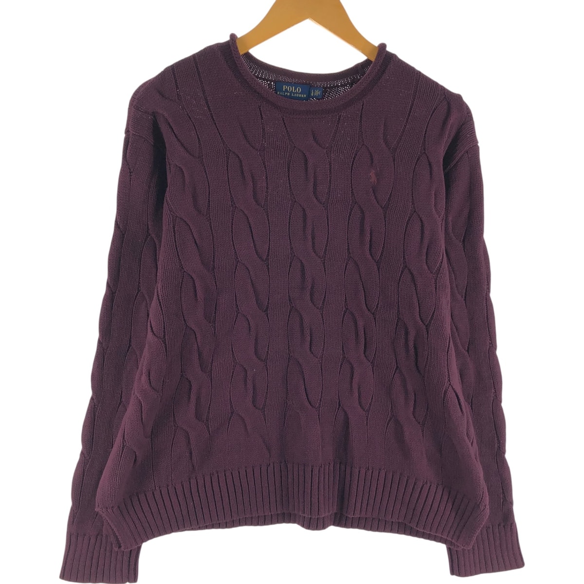 古着 ラルフローレン Ralph Lauren POLO RALPH LAUREN ケーブル編み コットンニットセーター メンズL相当/eaa449958