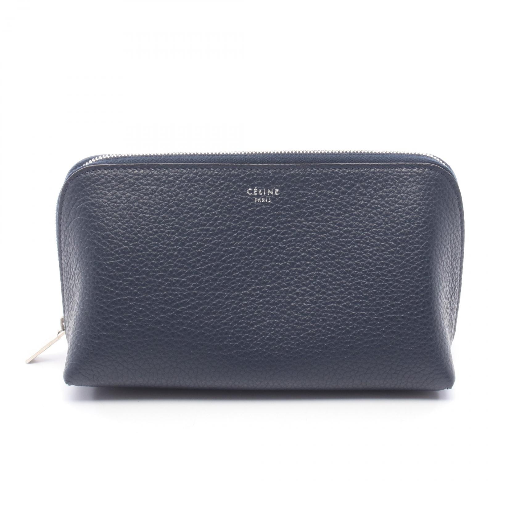セリーヌ CELINE ポーチ バッグ レザー レディース ネイビー系 101533NFL 【中古】