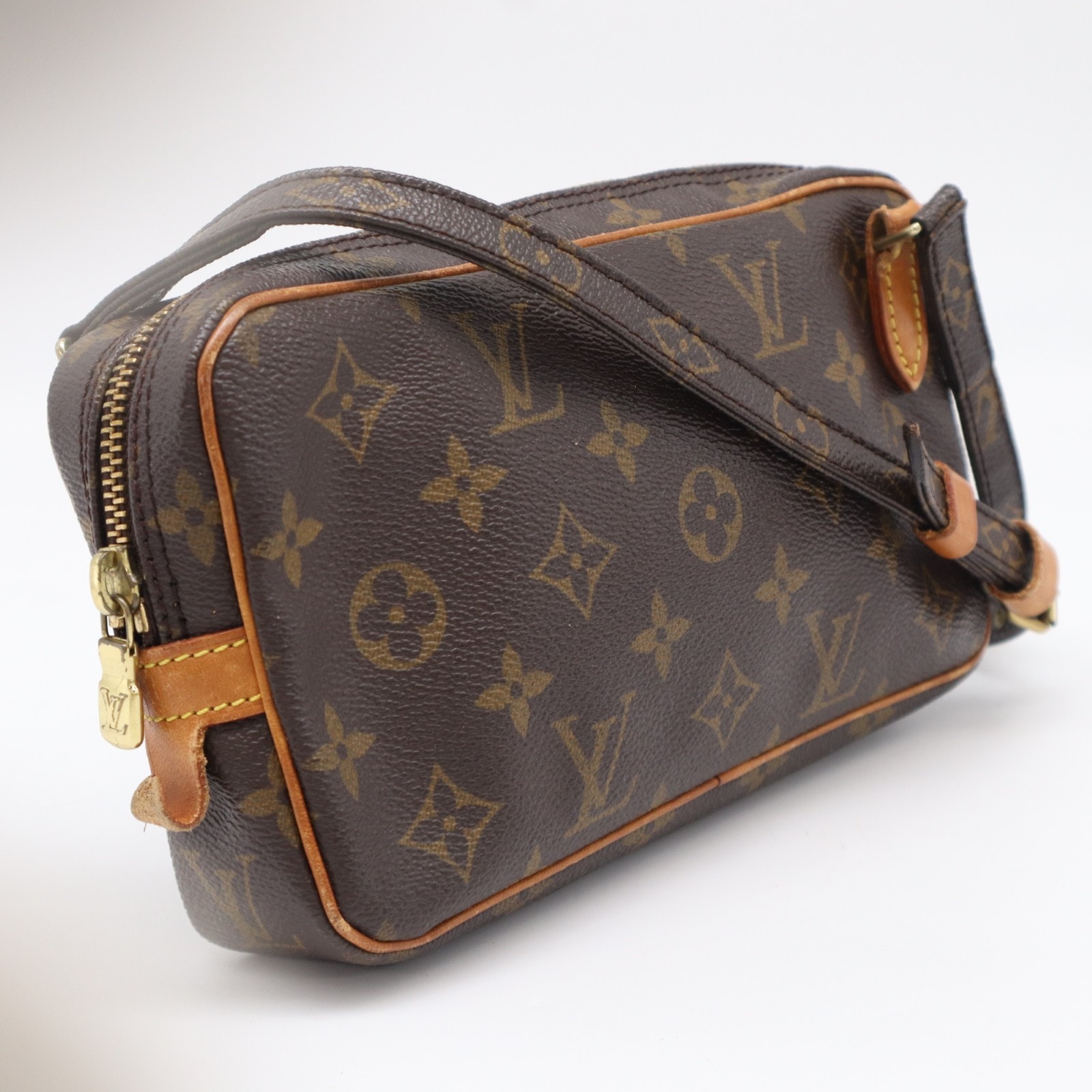 LOUIS VUITTON ルイ・ヴィトン モノグラム ポシェット マルリーバンドリエール M51828 ショルダーバッグ ブラウン ベージュ コーティングキャンバス レザー レディース