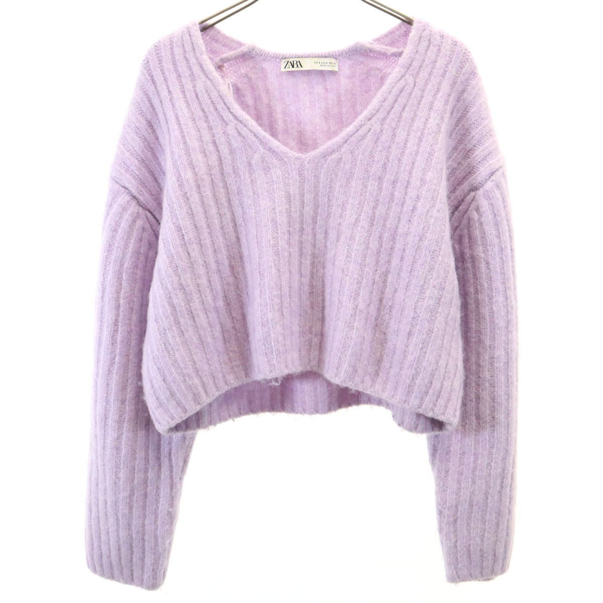 ZARA ザラ 長袖 ショート丈 ニット S パープル セーター