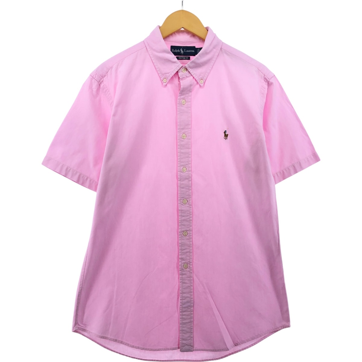 古着 ラルフローレン Ralph Lauren CUSTOM FIT 半袖 ボタンダウンシャツ レディースL相当/eaa557880