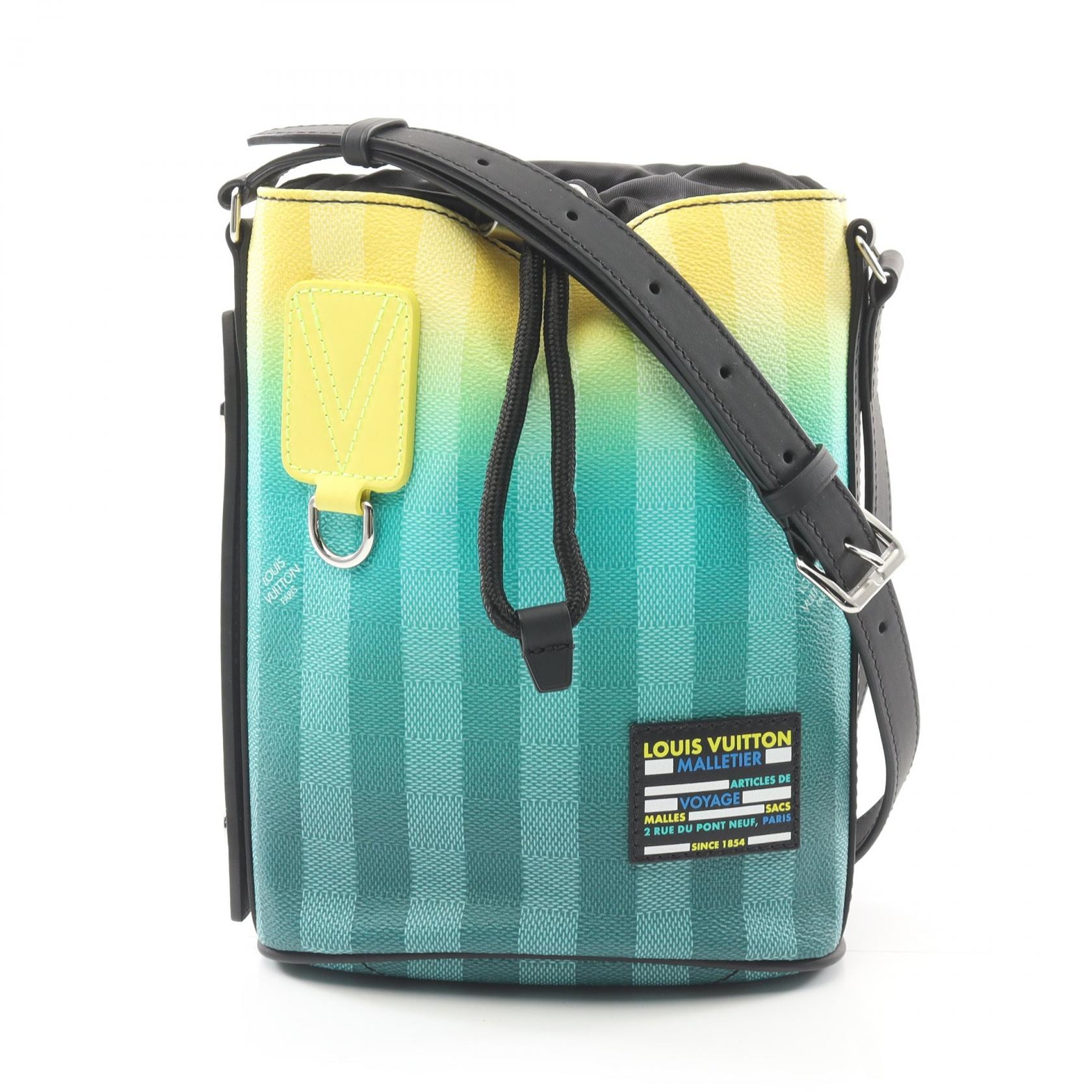 ルイ・ヴィトン LOUIS VUITTON サックマラン メッセンジャー ショルダーバッグ バッグ PVCコーティングキャンバス レザー ダミエ・ストライプ メンズ グリーン系 / イエロー系 / ブラック系 M59920 【中古】