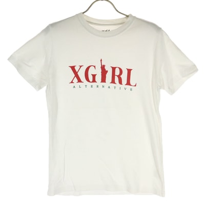 X-girl エックスガール コットン ロゴプリント 半袖 Tシャツ 2 オフホワイト系