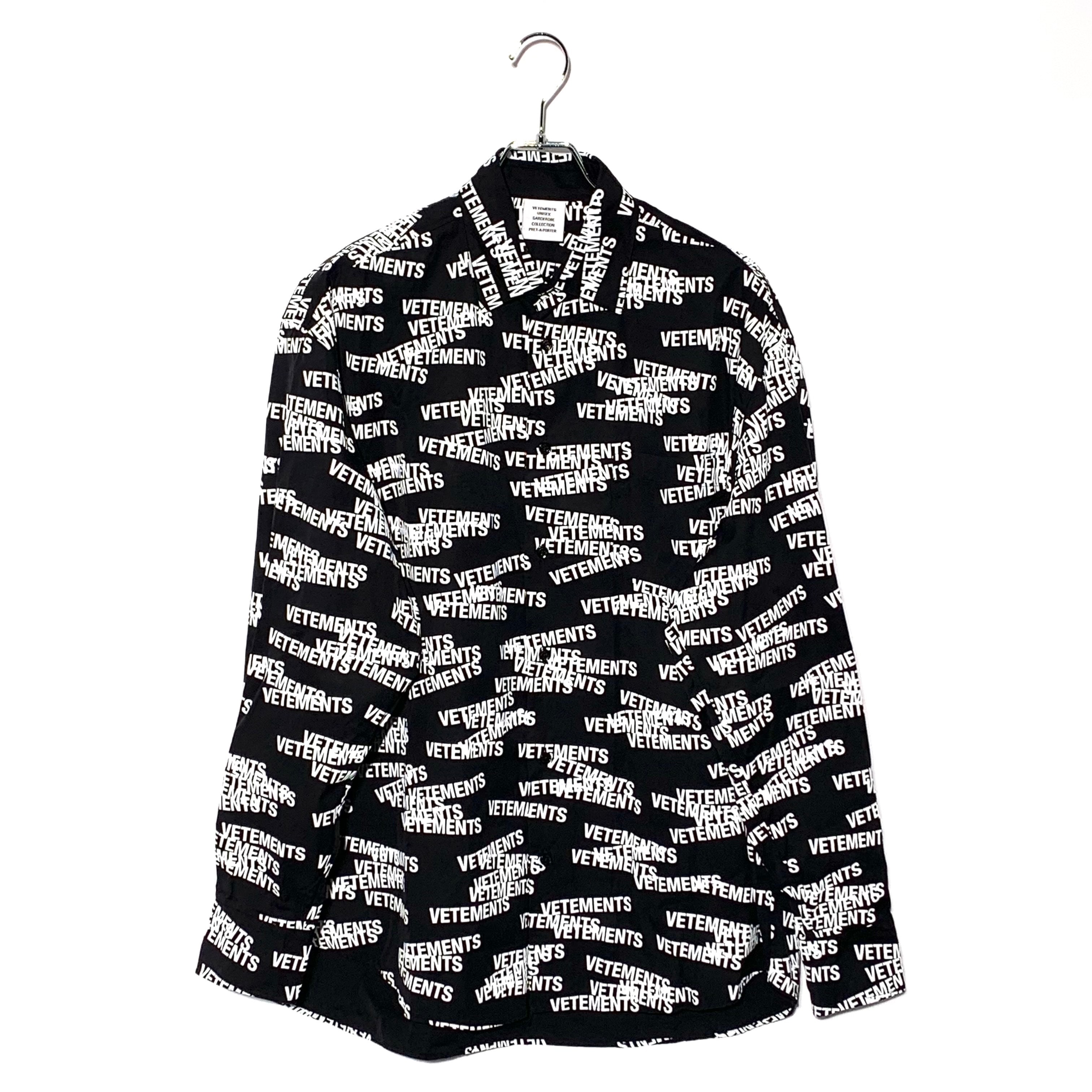 VETEMENTS ALLOVER LOGO PRINT L/S SHIRT Black