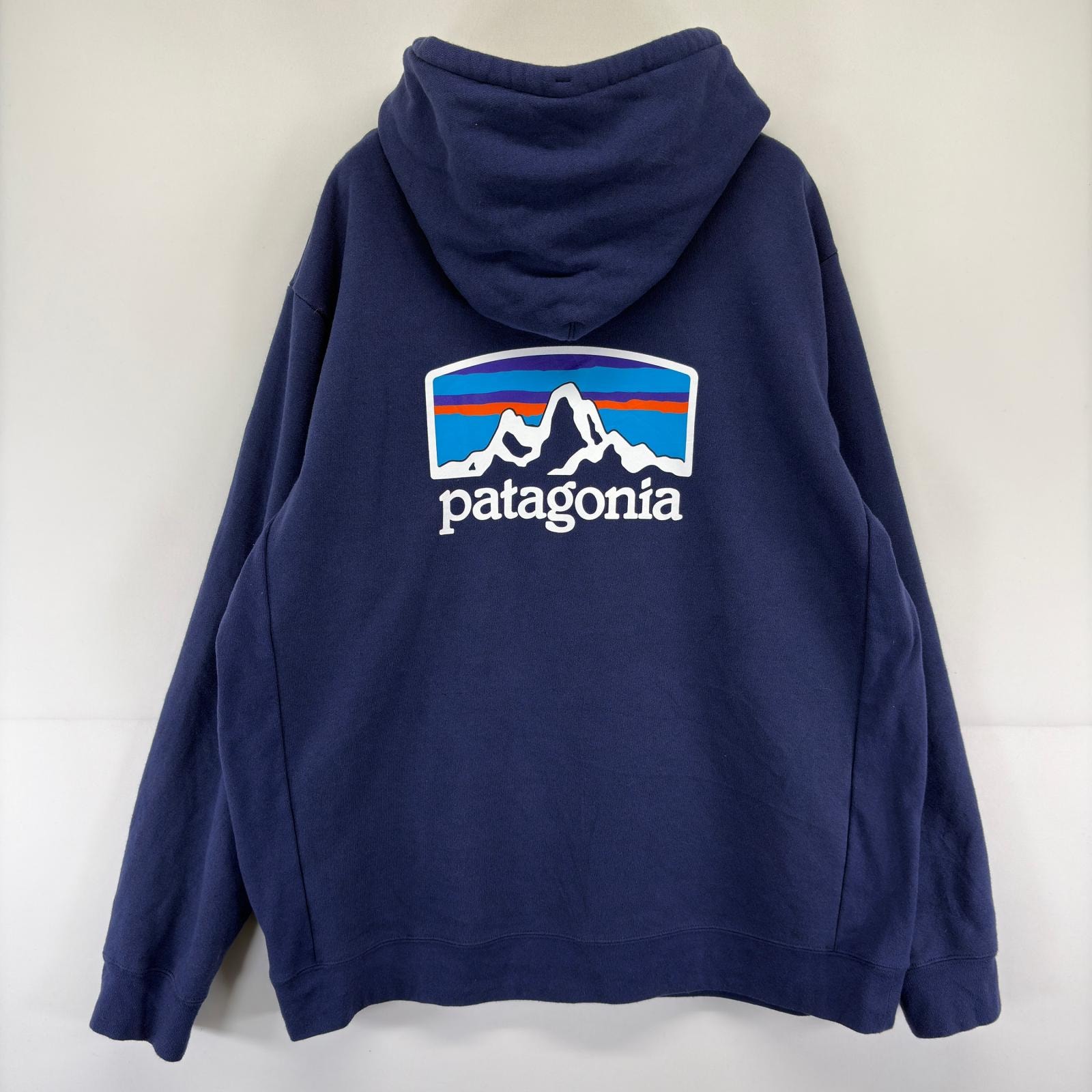 古着 パタゴニア patagonia パーカー バックプリント ロゴ 大きいサイズ スウェット ワンポイント バックプリント 3XL  ネイビー メンズ