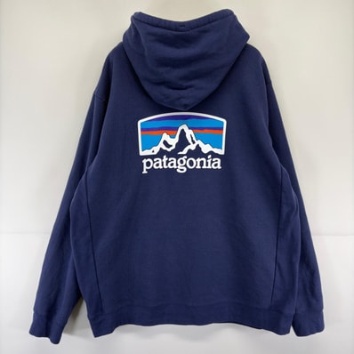 古着 パタゴニア patagonia パーカー バックプリント ロゴ 大きいサイズ スウェット ワンポイント バックプリント 3XL ネイビー メンズ