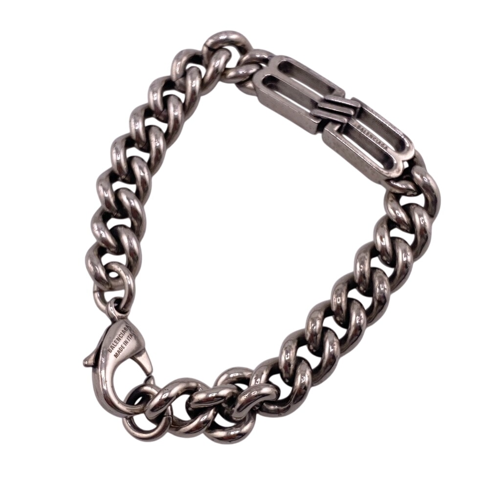 BALENCIAGA BB Icon Gourmette Bracelet "Antique Silver"