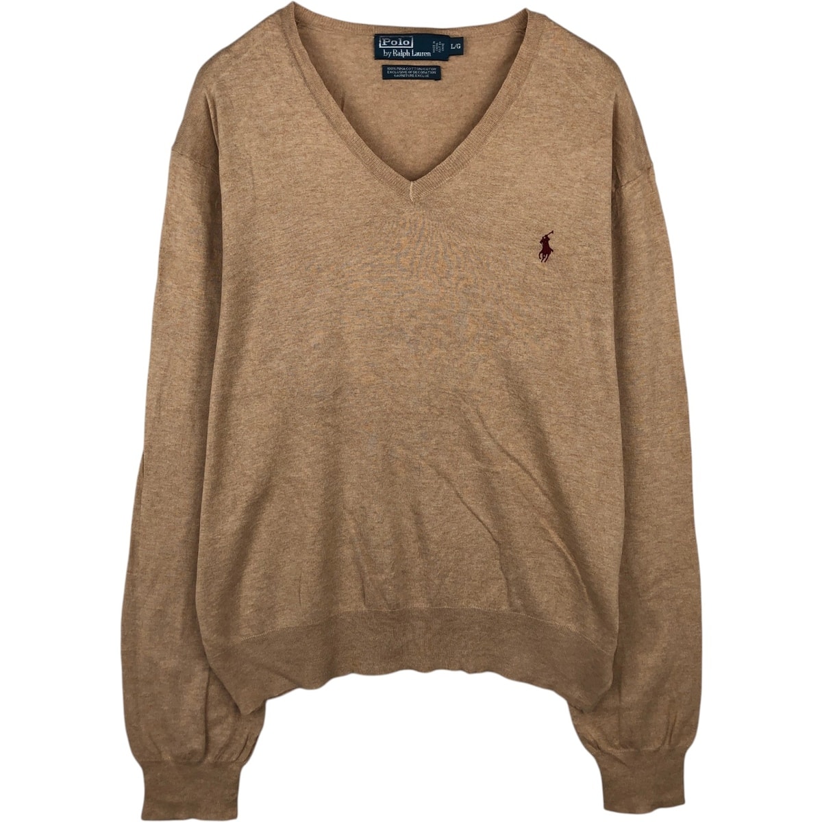 古着 ラルフローレン Ralph Lauren POLO by Ralph Lauren Vネック ピマコットンニットセーター メンズL相当/eaa637231