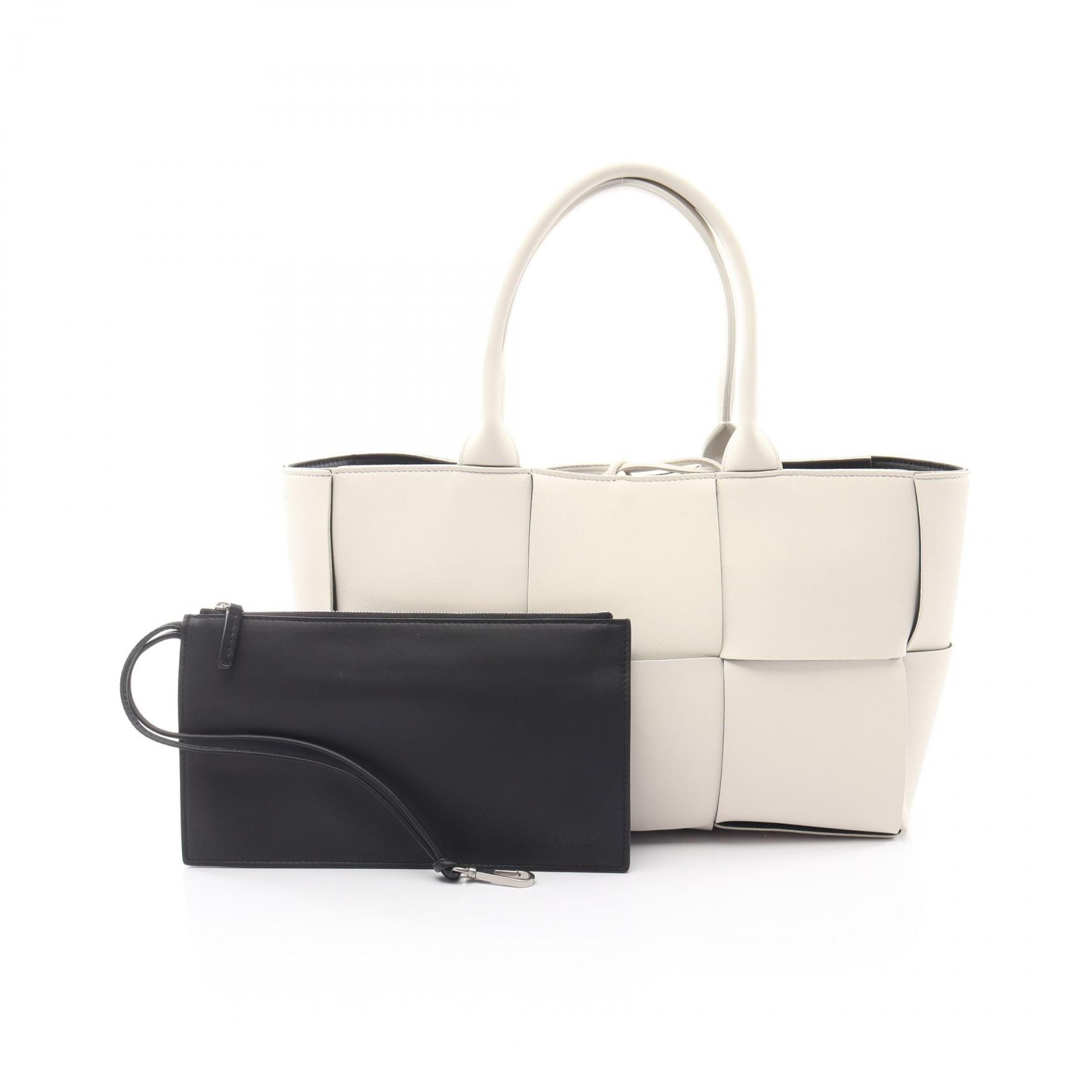 ボッテガヴェネタ BOTTEGA VENETA アルコ マキシイントレチャート トートバッグ バッグ レザー レディース ホワイト系 【中古】