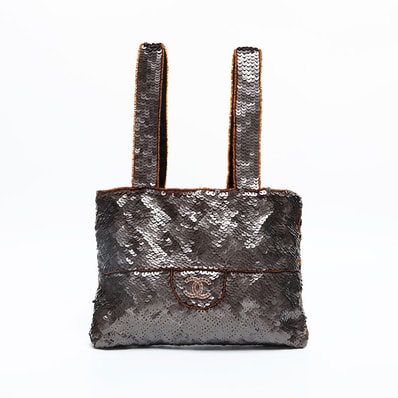 シャネル CHANEL 5番台 1997-1999 スパンコール ココマーク イブニング ハンドバッグ【中古】