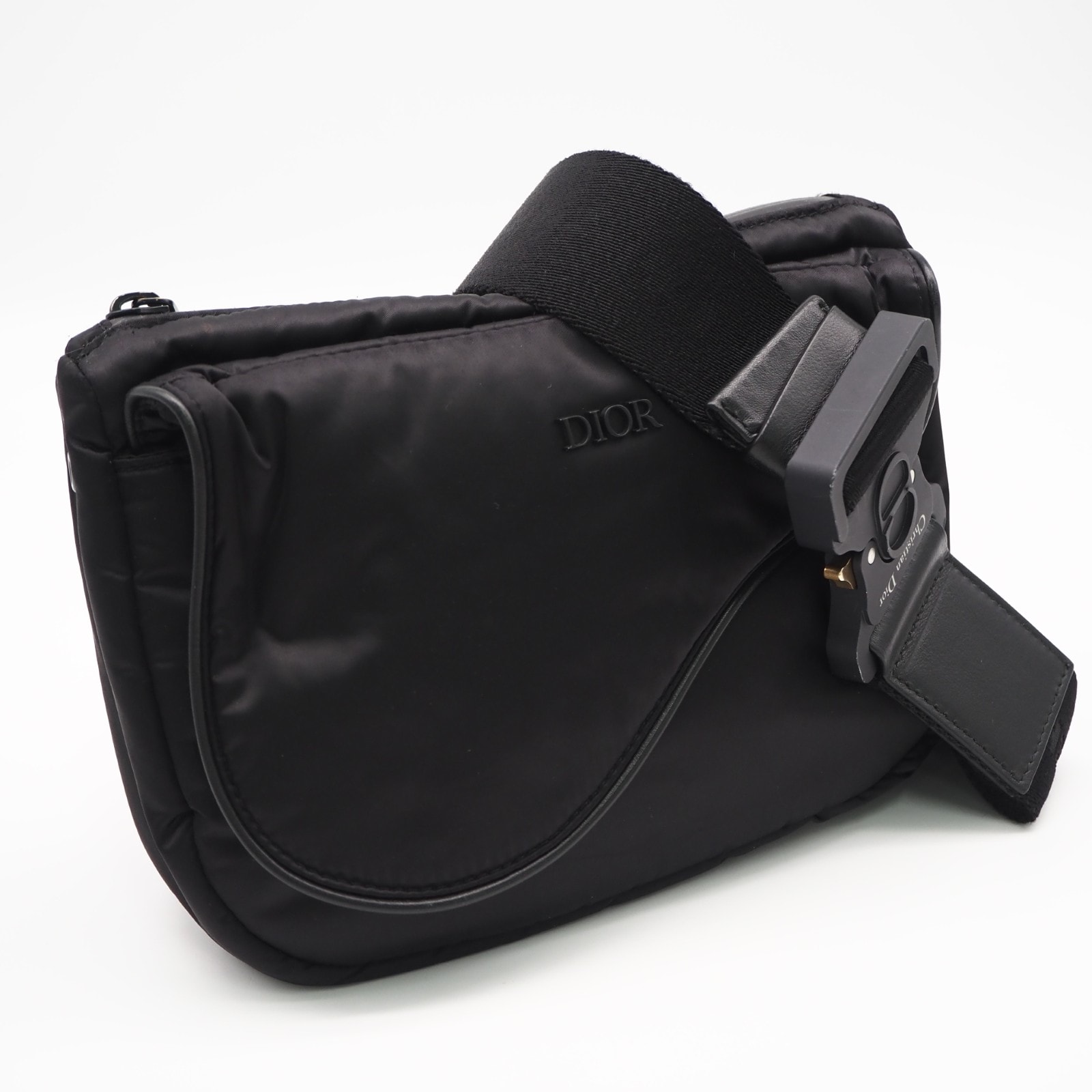 美品 Dior ディオール ナイロン サドルバッグ 1ADPO128YRV ショルダーバッグ ブラック ナイロン メンズ