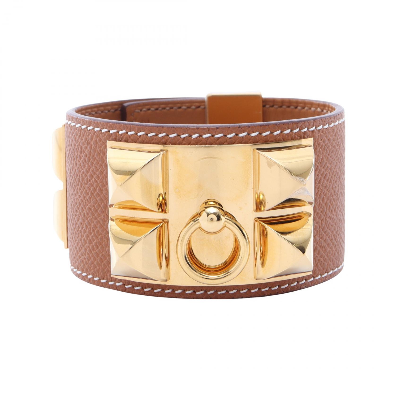 エルメス HERMES U刻印 コリエドシアン ブレスレット アクセサリー GP(ゴールドメッキ) ヴォーエプソン ヴォーエプソン ゴールド レディース ブラウン系 / ゴールド系 【中古】
