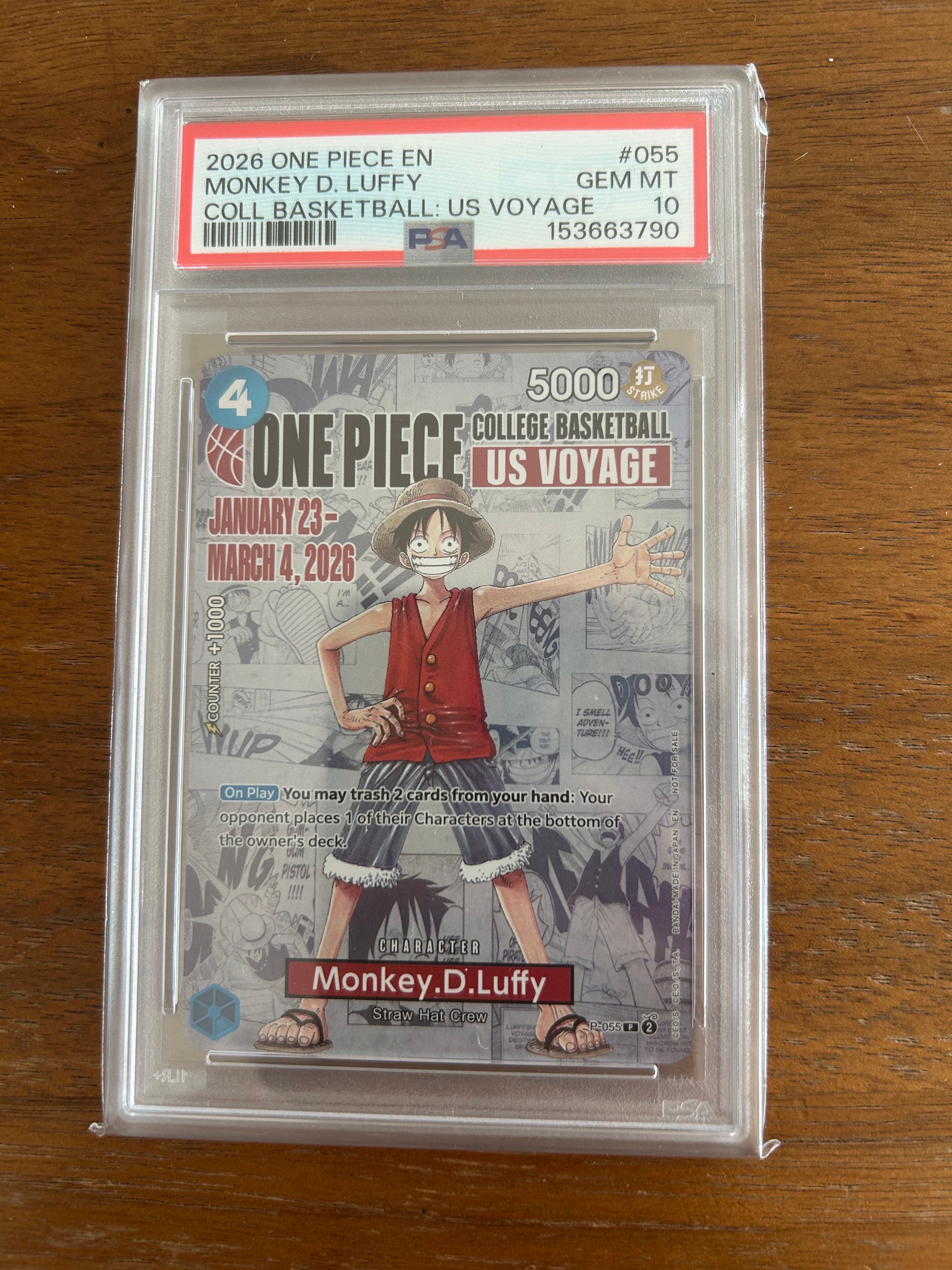 モンキー・D・ルフィ：P (開封済) [P-055]【英語版】(プロモーションカード「ワンピース カレッジ バスケットボール：USボヤージュ」)