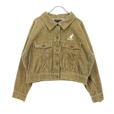 美品 KANGOL カンゴール ワンポイントロゴ 長袖 コーデュロイシャツ M ブラウン ショート丈