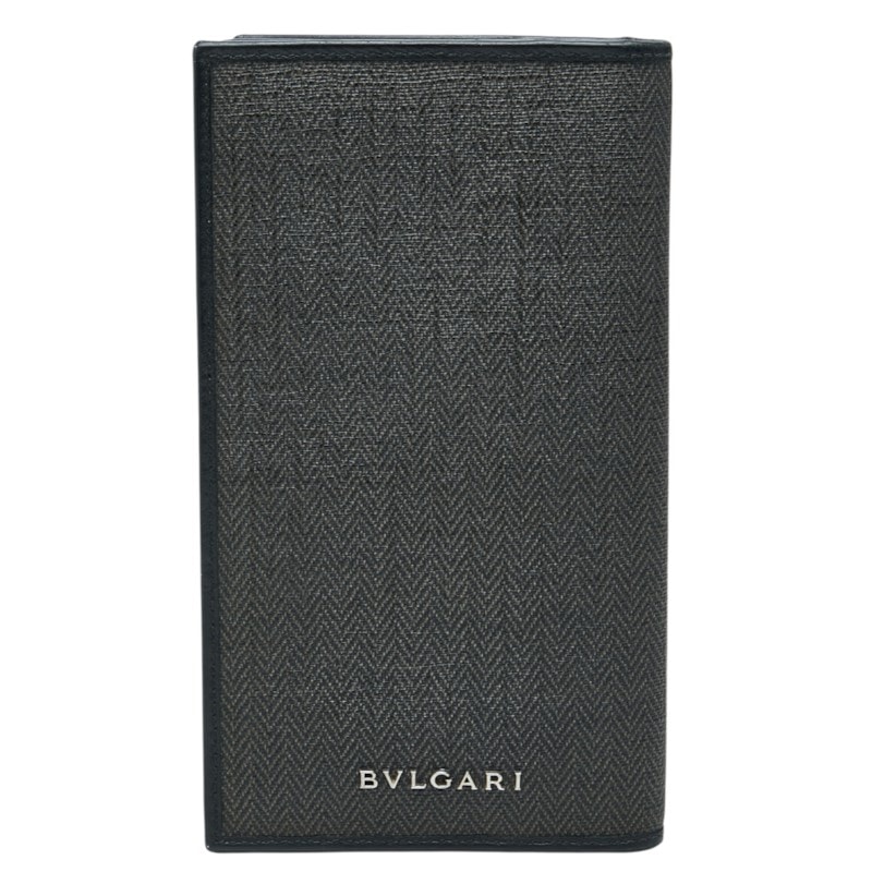ブルガリ ウィークエンド ヘリンボーン柄 長財布 ロングウォレット 32582 グレー PVC レザー レディース BVLGARI 中古