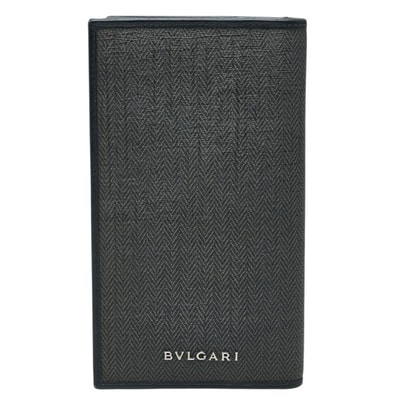 ブルガリ ウィークエンド ヘリンボーン柄 長財布 ロングウォレット 32582 グレー PVC レザー レディース BVLGARI 中古