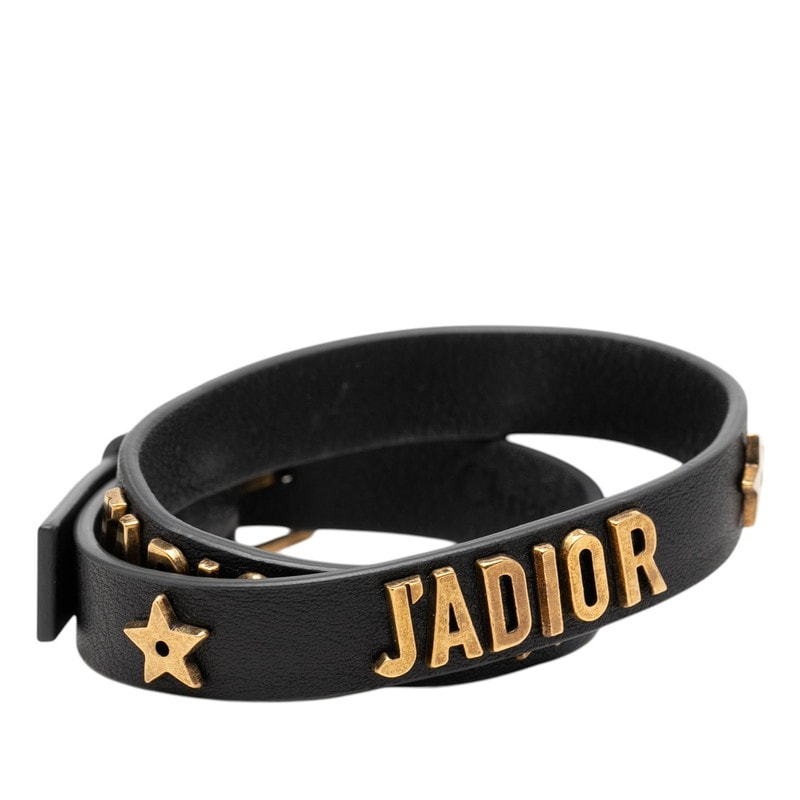 ディオール ジャディオール ブレスレット ブラック ゴールド レザー メッキ レディース Dior 【中古】