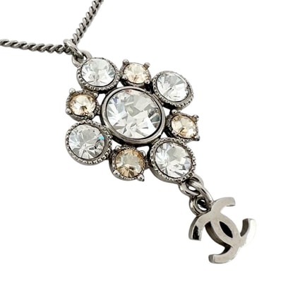 シャネル 菱形クリスタルココマークネックレス レディース