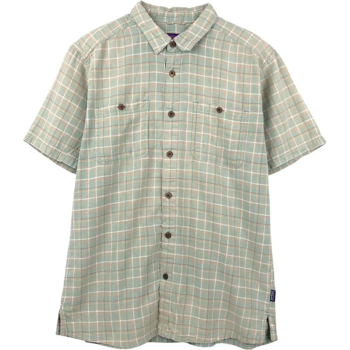 古着 パタゴニア Patagonia バックステップシャツ 53139SP20 チェック柄 半袖 コットン×ヘンプシャツ ボックスシャツ メンズM相当/eaa659108