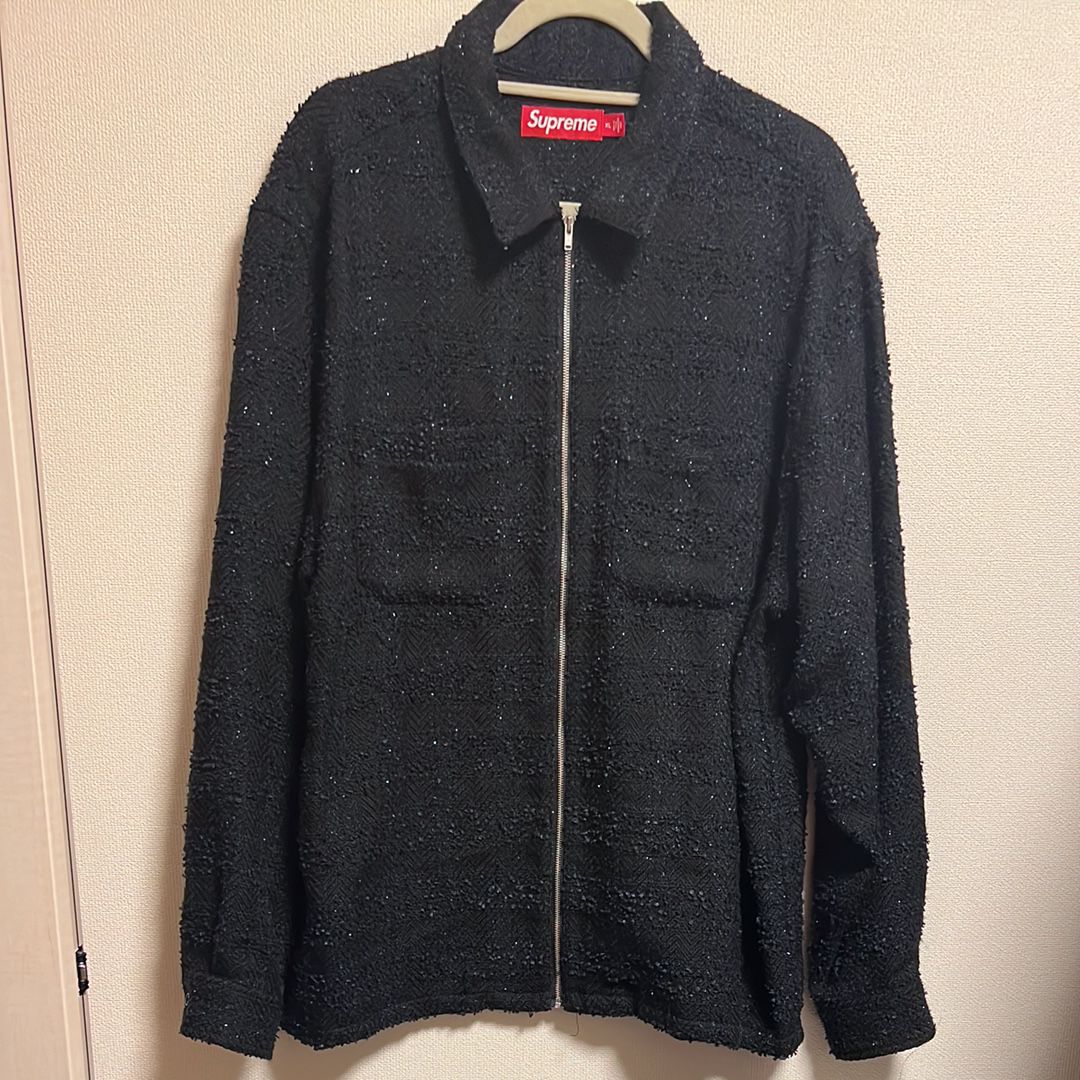 Supreme Boucle Zip Up Shirt "Black"
