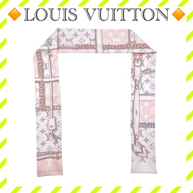 良品 ルイヴィトン M70637 バンドー スカーフ シルク ピンク レディース