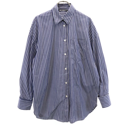 ZARA ザラ ストライプ柄 長袖 シャツ XS ネイビー