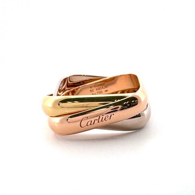 CARTIER トリニティ クッション リング クラシックモデル 指輪 #50 K18 Au750 鑑定済み 正規品 カルティエ