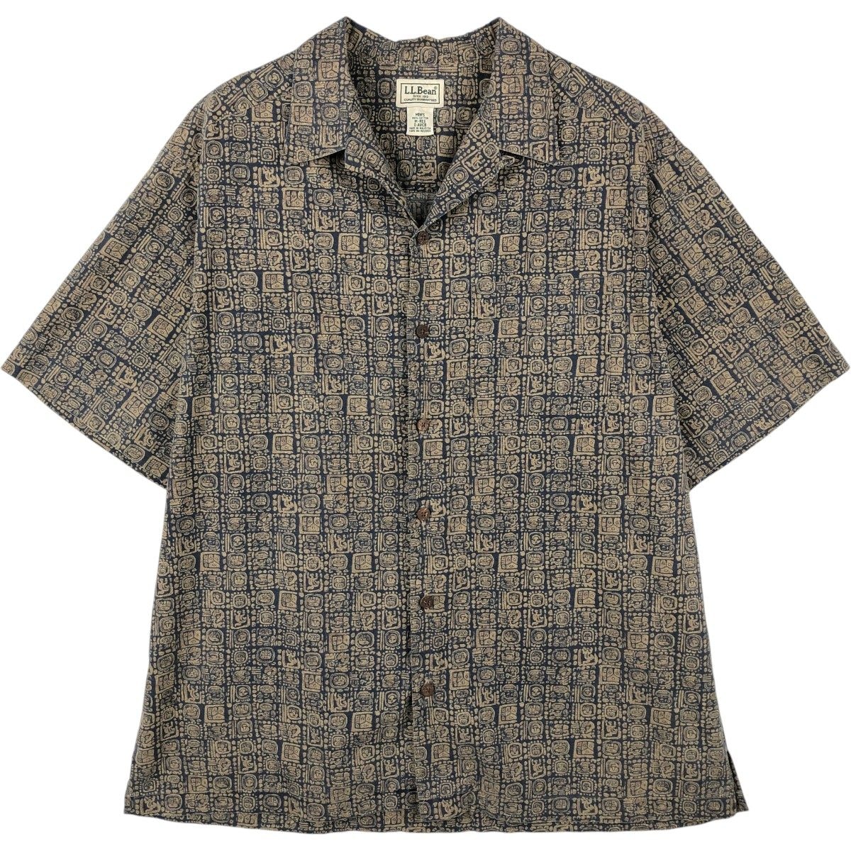 古着 90~00年代 エルエルビーン L.L.Bean 総柄 半袖 オープンカラー コットンシャツ ボックスシャツ メンズM相当 ヴィンテージ/eaa660985
