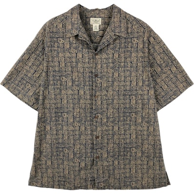 古着 90~00年代 エルエルビーン L.L.Bean 総柄 半袖 オープンカラー コットンシャツ ボックスシャツ メンズM相当 ヴィンテージ/eaa660985