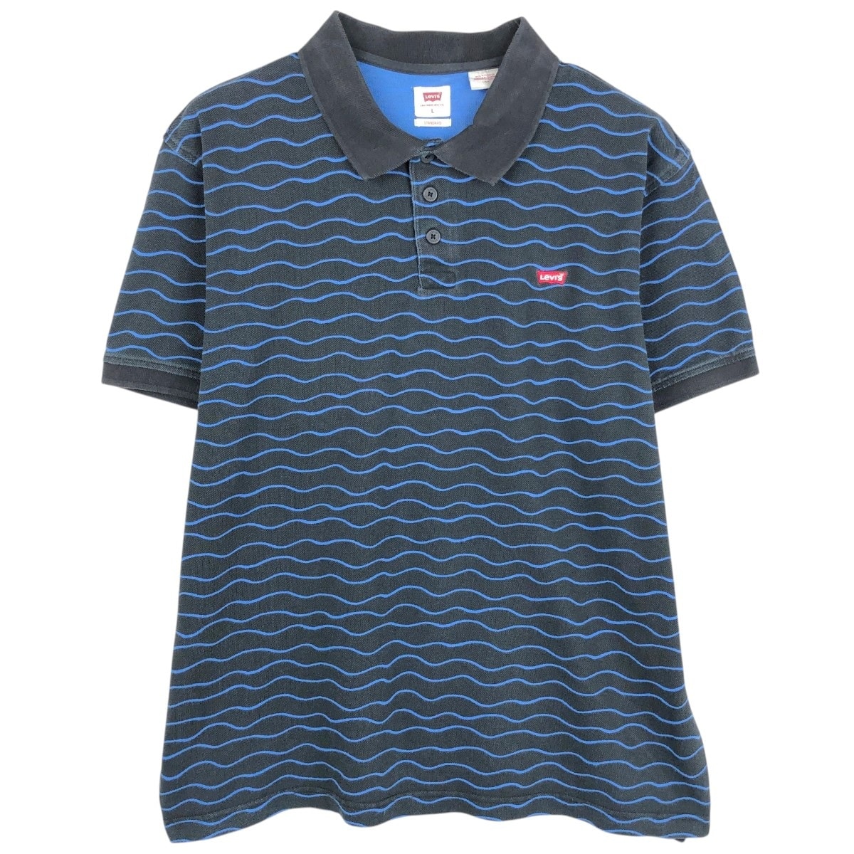 古着 リーバイス Levi's ボーダー柄 半袖 ポロシャツ メンズL相当/eaa657572