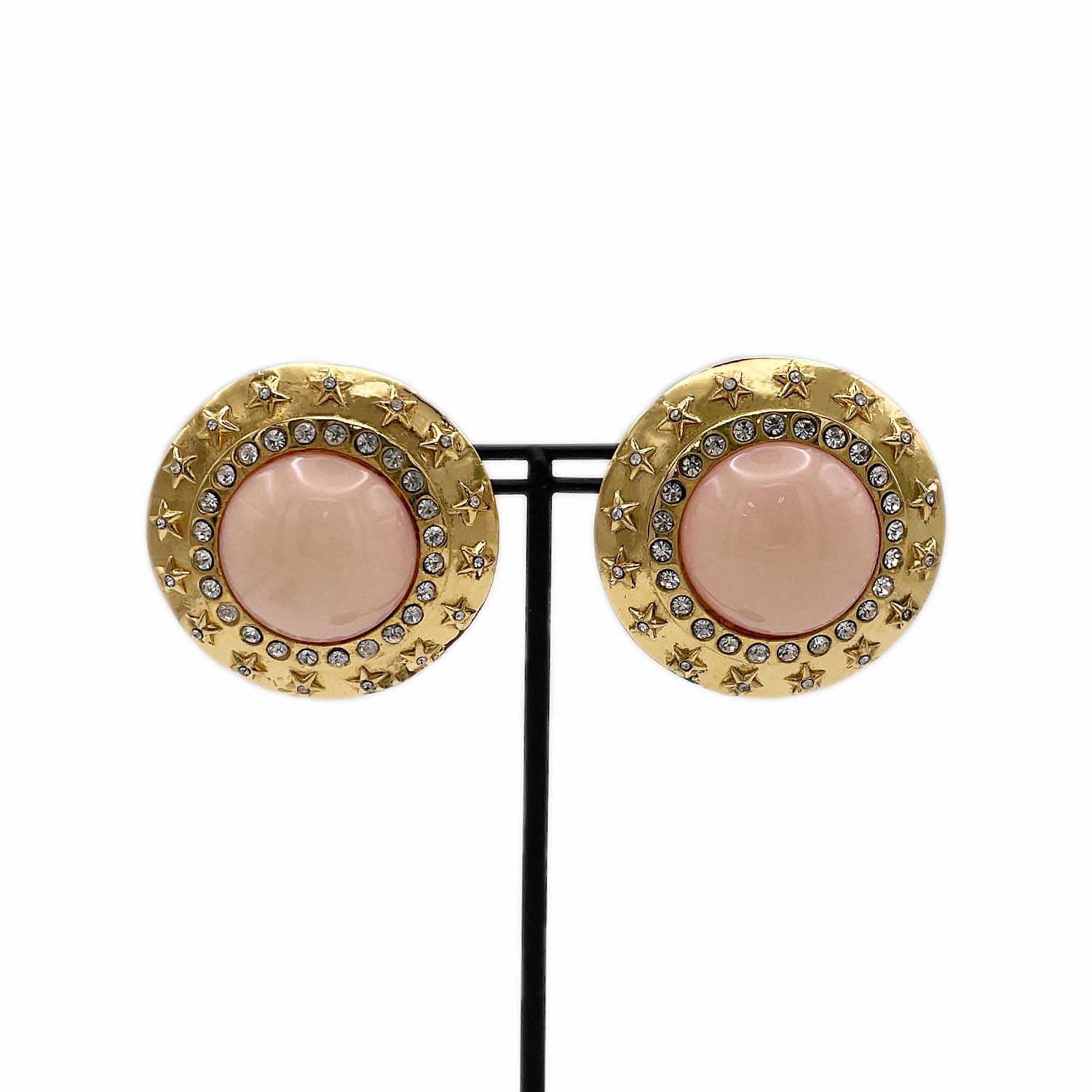 CHANEL シャネル スター ラインストーン ヴィンテージ イヤリング
 ピンク石 メタル レジン ゴールド レディース
 【中古】