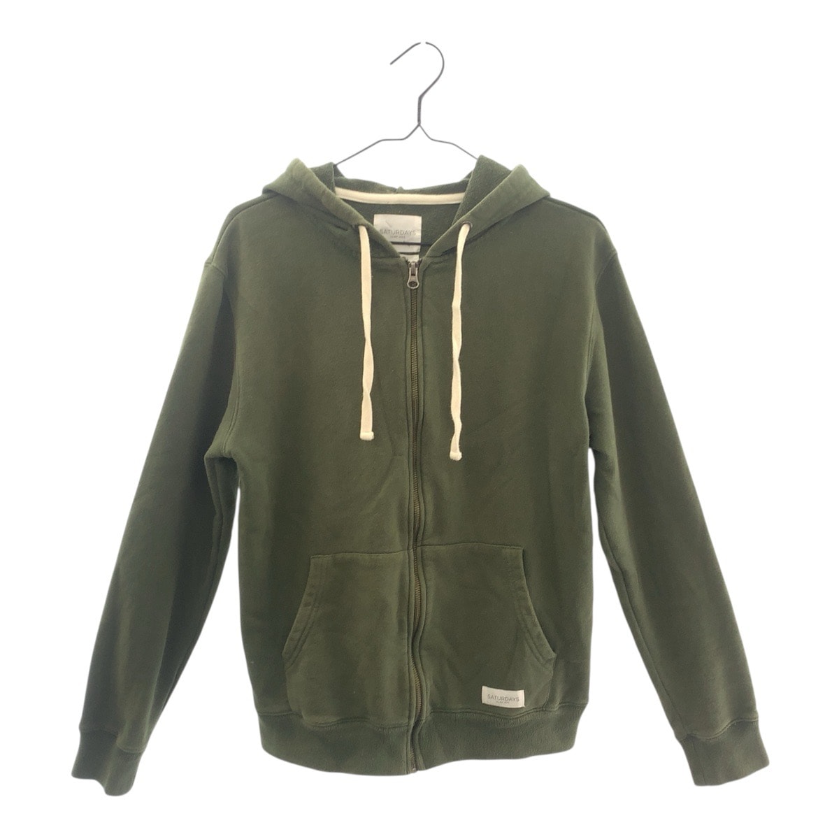 SATURDAYS SURF NYC サタデーズサーフニューヨーク グリーン ホワイト コットン パーカー フーディー 505104 【中古】