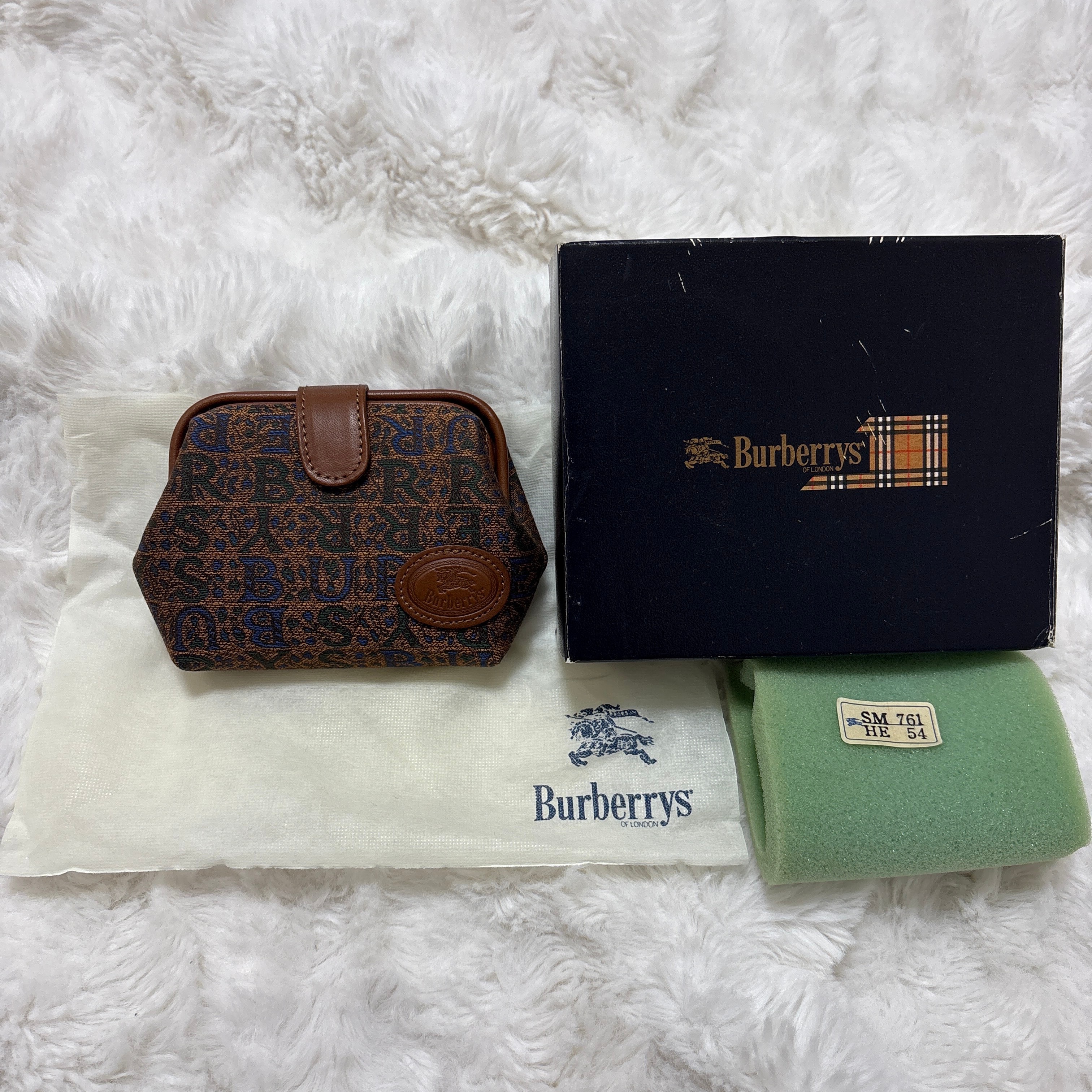 デッドストック 希少 箱付 バーバリーズ がま口 財布 コインケース 90sロゴ