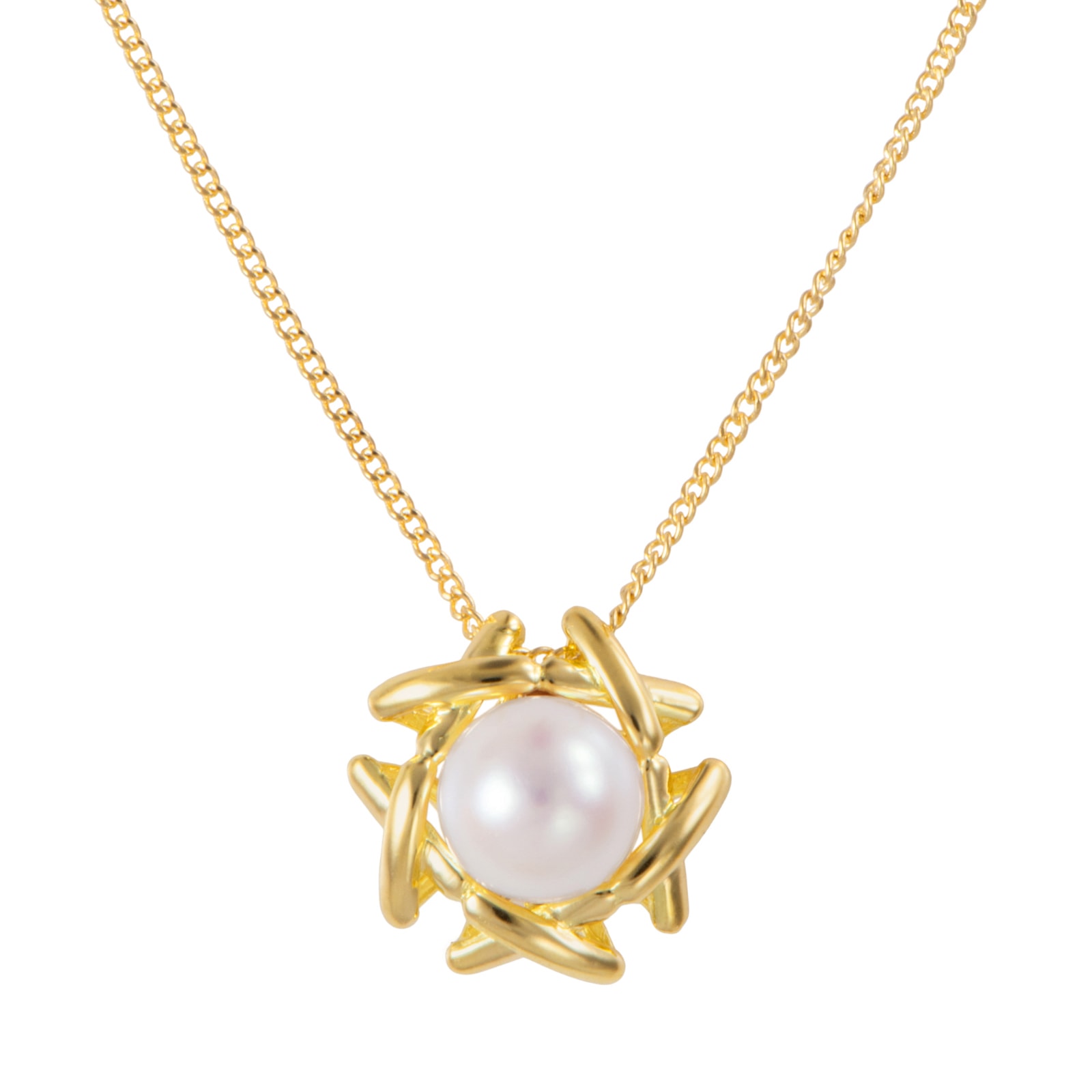 TIFFANY&Co. ティファニー キス アラウンド ネックレス ペンダント K18YG パール ゴールド ホワイト【中古】