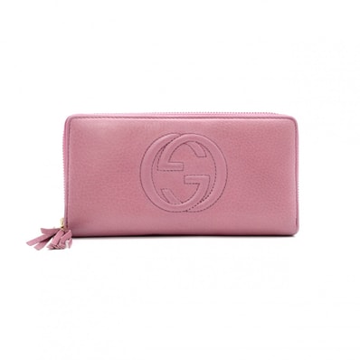 GUCCI グッチ ソーホー 長財布 レザー ピンク フリンジ タッセル 財布