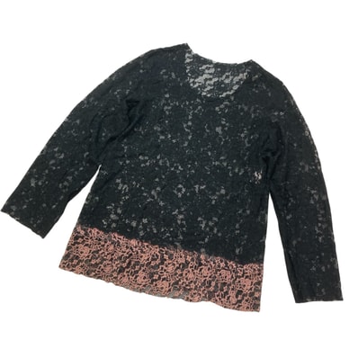 【値下げ】COMME des GARCONS コムデギャルソン シースルー フラワーレース トップス カットソー レーヨン ナイロン ブラック ピンク レディース【中古】