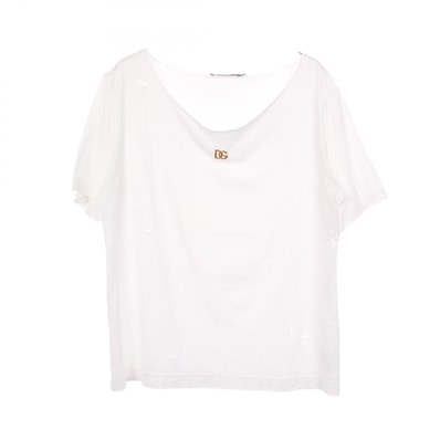ドルチェアンドガッバーナ DOLCE & GABBANA DGロゴ ダメージ加工 半袖Tシャツ 衣料品 トップス コットン メンズ ホワイト系 【中古】