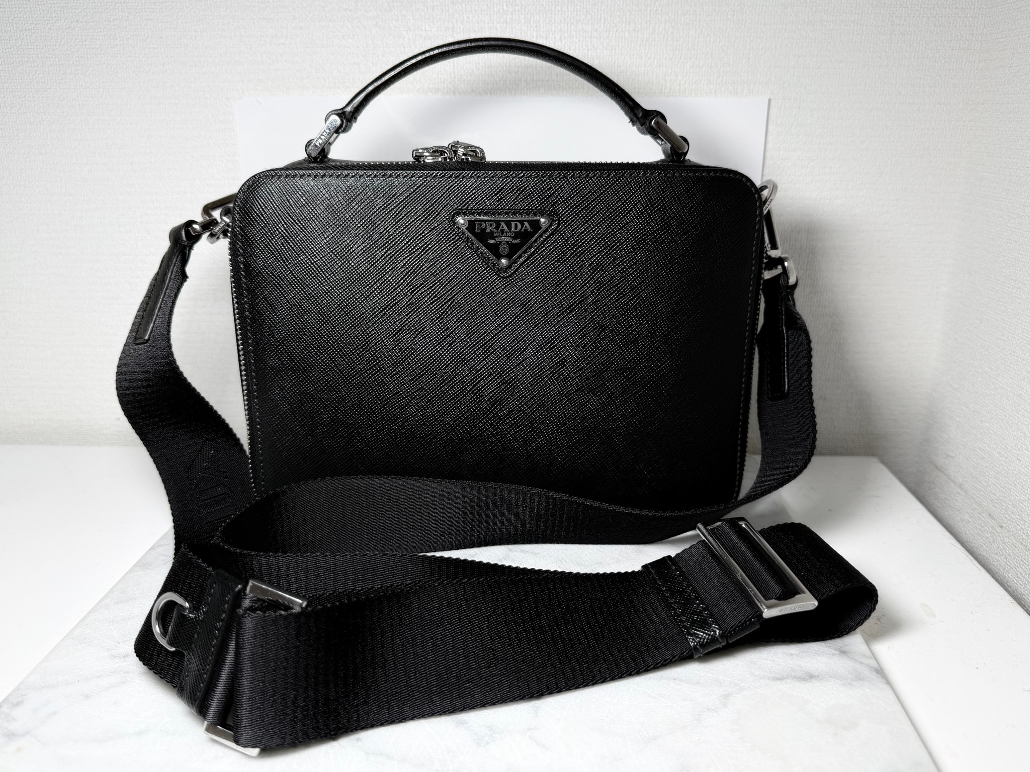 PRADA Prada Brick Saffiano Leather Bag "Black"
