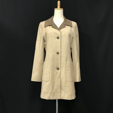 日本製★FOXEY/フォクシー★ウールロングコート/アウター【サイズ40/Women's-M-L/ライトベージュ】キュプラ裏地/ステンカラー/スプリング/Made in Japan◆XBC18L