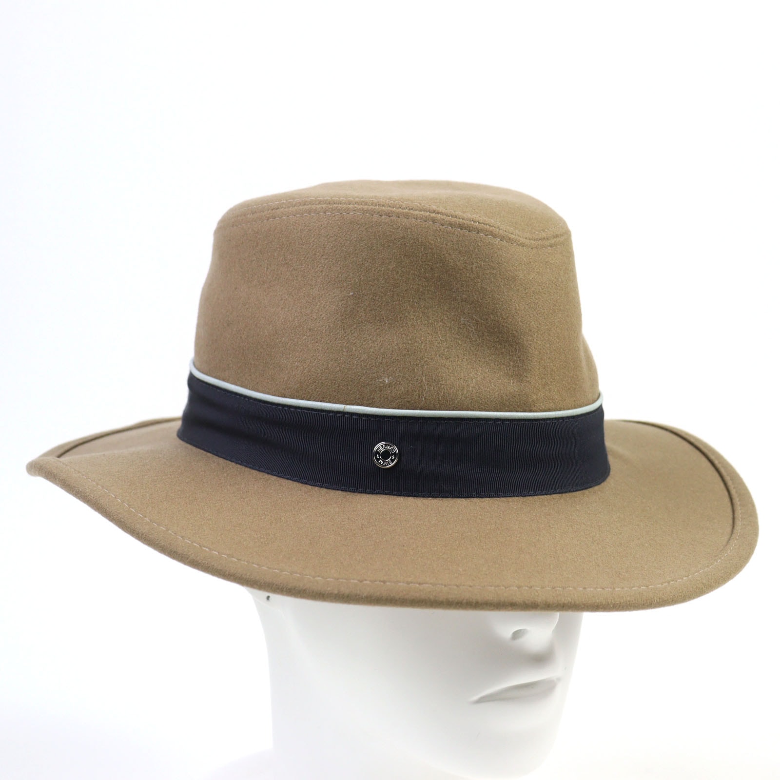 エルメス フエルトハット セリエボタン レザー使い ベージュ系 メンズ 57