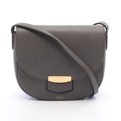 セリーヌ CELINE スモール トロッター ショルダーバッグ バッグ レザー レディース グレー系 【中古】