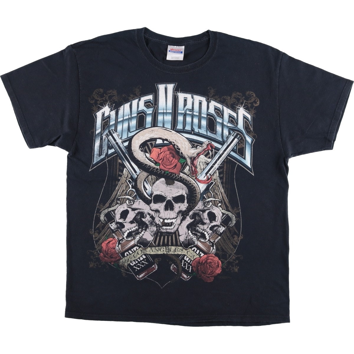 古着 ヘインズ Hanes GUNS N' ROSES ガンズアンドローゼズ ドクロ柄 スカル柄 バンドTシャツ バンT メンズL相当/eaa495907