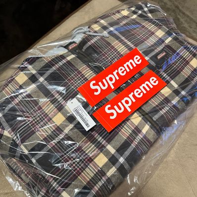 Supreme x Dickies Plaid Hooded Zip Up Shirt "Black"